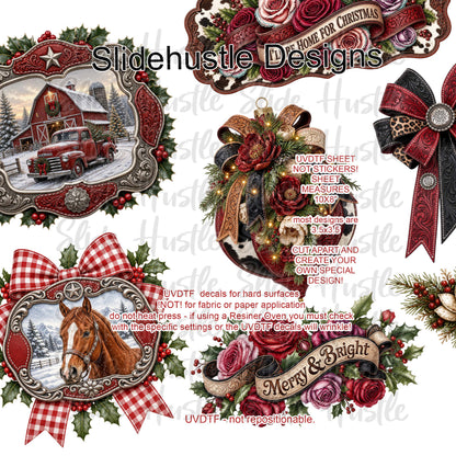 UVDTF Element Sheet, 10x8", Red medallions, Florals, and ornaments VF905 ES21