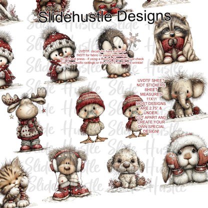 UVDTF Element Sheet, Cute Winter baby critters, 11x11", VF905 ES23