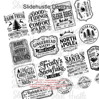 UVDTF Element Sheet, Christmas Signs, 11"x11", VF905 ES4