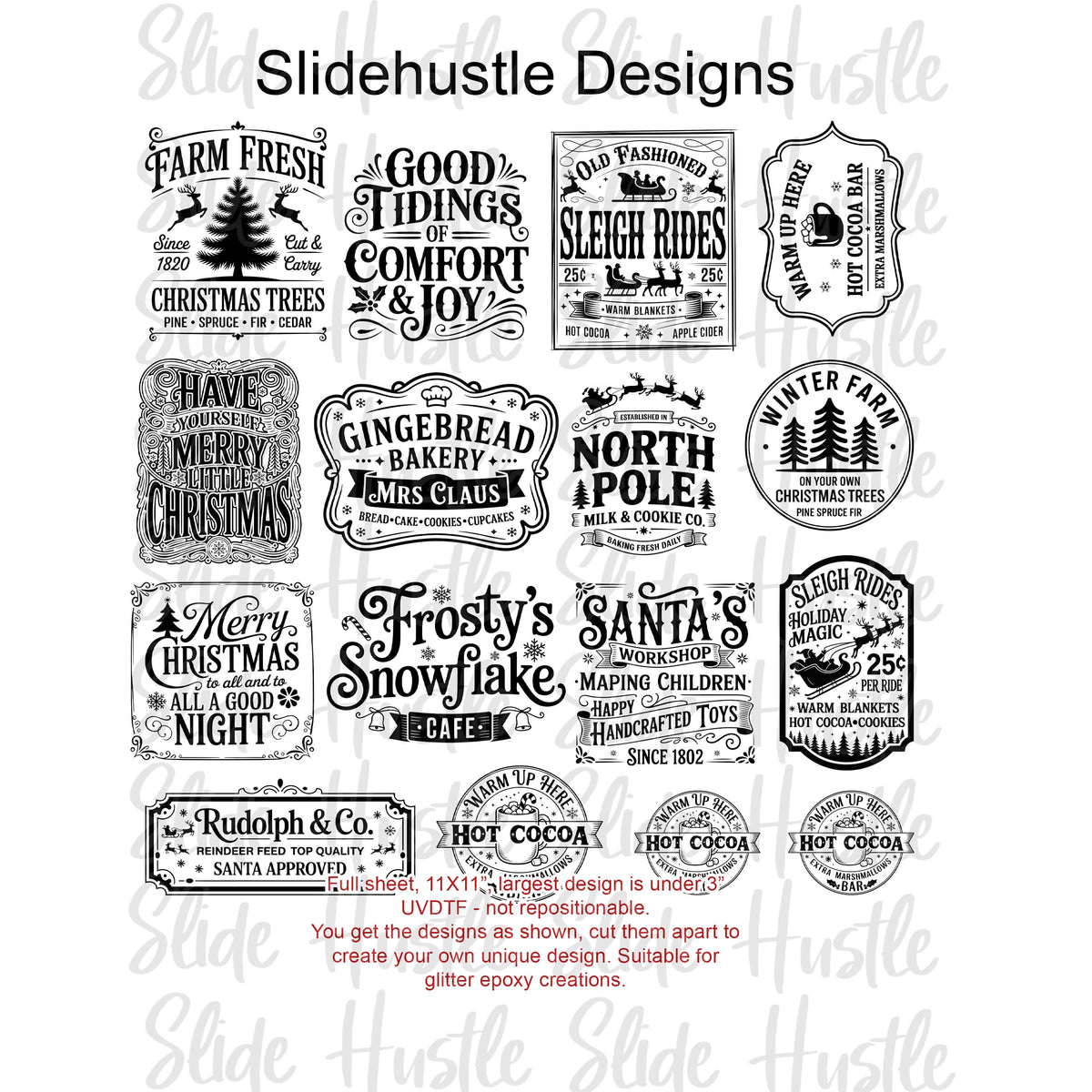 UVDTF Element Sheet, Christmas Signs, 11"x11", VF905 ES4