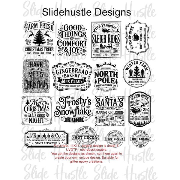 UVDTF Element Sheet, Christmas Signs, 11"x11", VF905 ES4