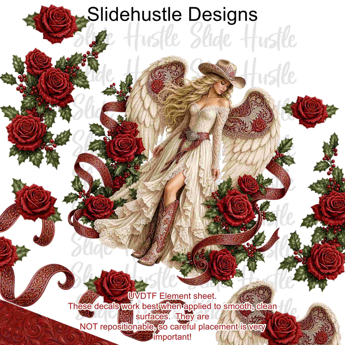 UVDTF Element Sheet, Christmas Cowgirl Angel, 11x11", VF905 ES8