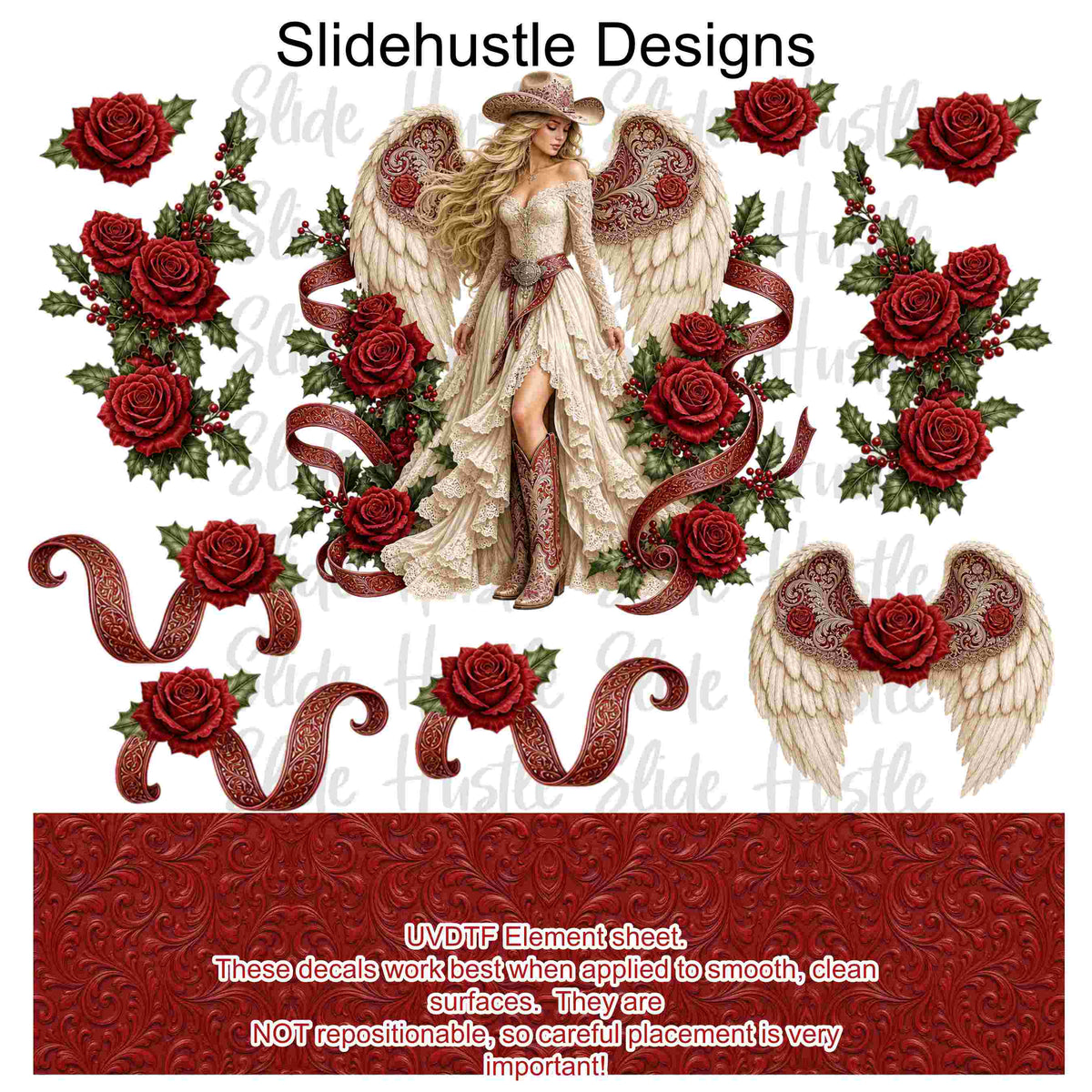UVDTF Element Sheet, Christmas Cowgirl Angel, 11x11", VF905 ES8