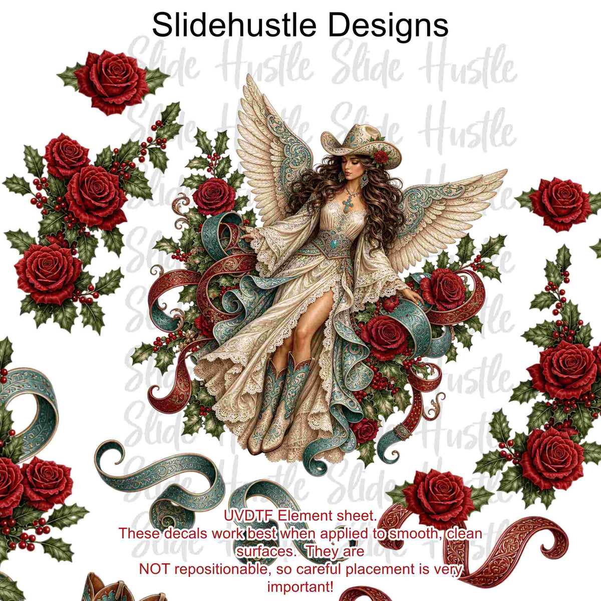 UVDTF Element Sheet, Christmas Cowgirl Angel, 11x11", VF905 ES9