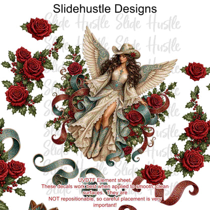 UVDTF Element Sheet, Christmas Cowgirl Angel, 11x11", VF905 ES9