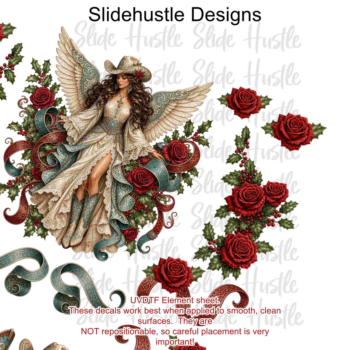UVDTF Element Sheet, Christmas Cowgirl Angel, 11x11", VF905 ES9