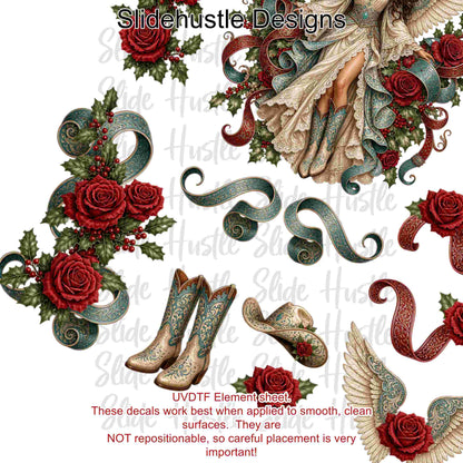 UVDTF Element Sheet, Christmas Cowgirl Angel, 11x11", VF905 ES9