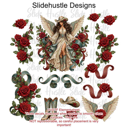 UVDTF Element Sheet, Christmas Cowgirl Angel, 11x11", VF905 ES9