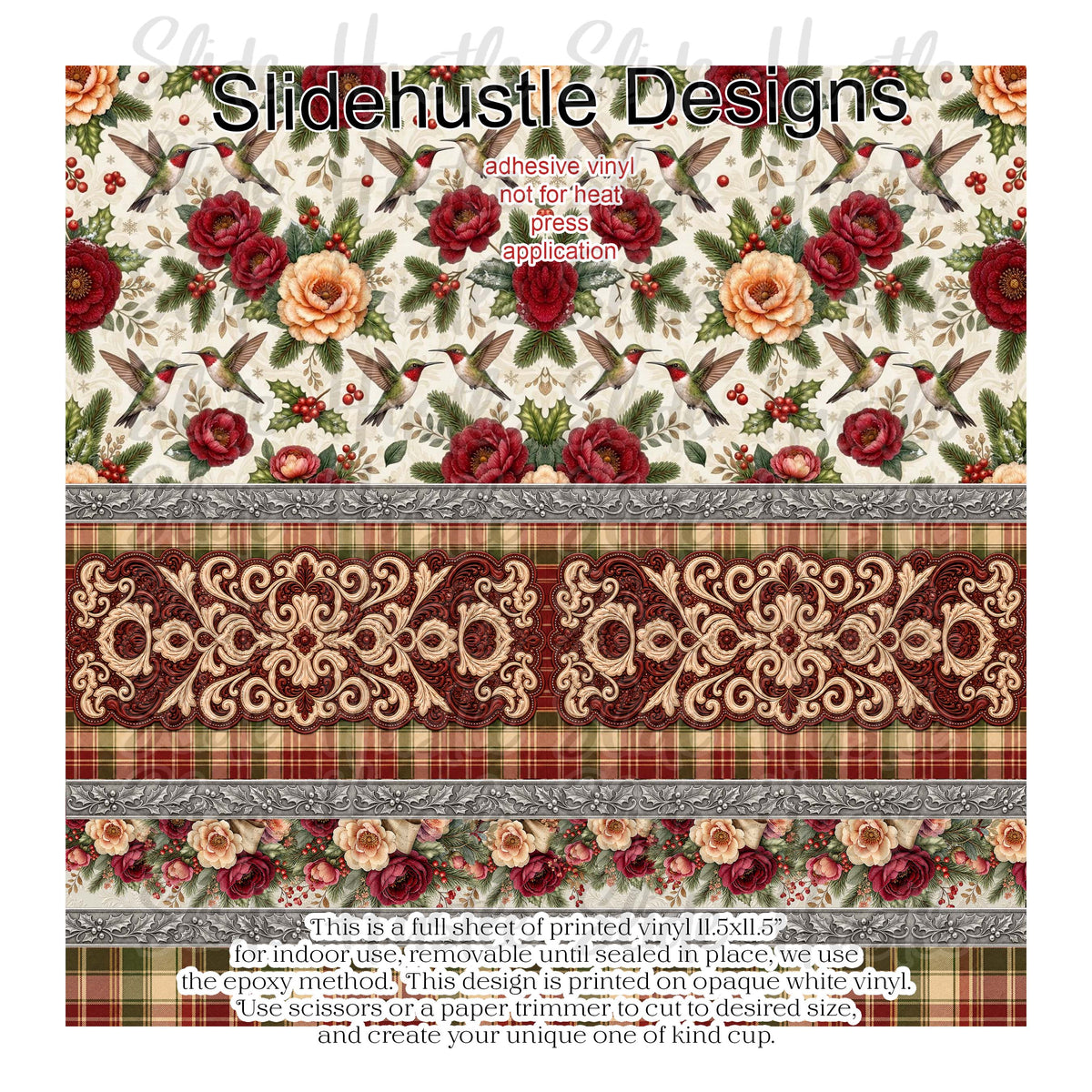 Christmas Floral Full Sheet Borders, vinyl, VF905 FSB1