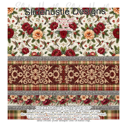 Christmas Floral Full Sheet Borders, vinyl, VF905 FSB1