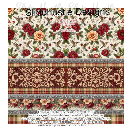 Christmas Floral Full Sheet Borders, vinyl, VF905 FSB1