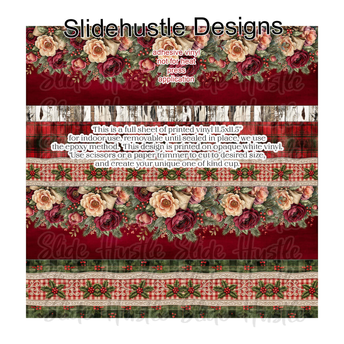 Christmas Floral Full Sheet Borders, vinyl, VF905 FSB2