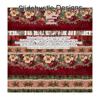 Christmas Floral Full Sheet Borders, vinyl, VF905 FSB2