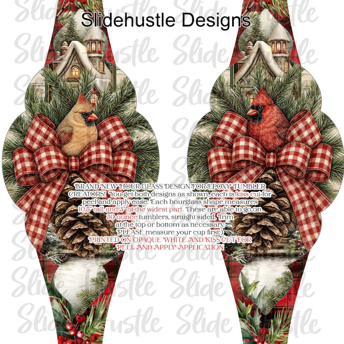 Hourglass Design, Christmas Cardinals, 30 ounce, VF905 HG1