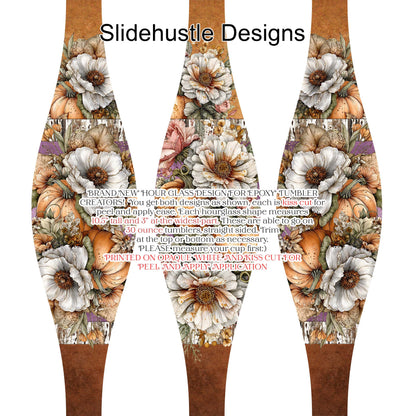 Hourglass Design, Colorful Fall Florals, choose 20 or 30 ounce, VF905 HG2