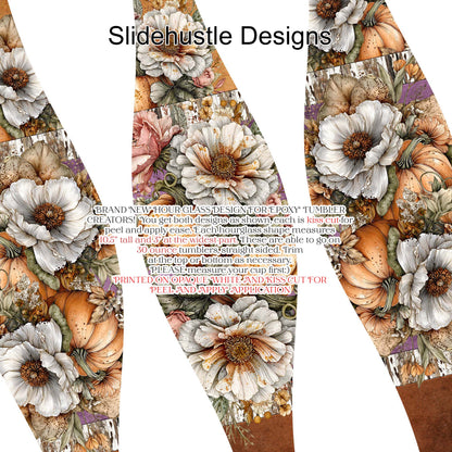 Hourglass Design, Colorful Fall Florals, choose 20 or 30 ounce, VF905 HG2