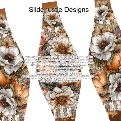Hourglass Design, Colorful Fall Florals, choose 20 or 30 ounce, VF905 HG2