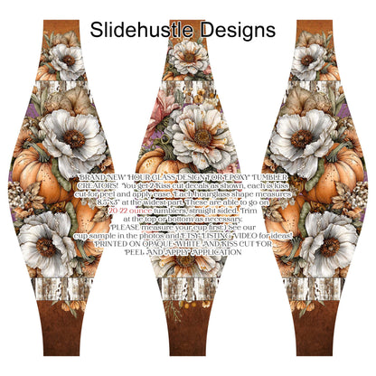 Hourglass Design, Colorful Fall Florals, choose 20 or 30 ounce, VF905 HG2