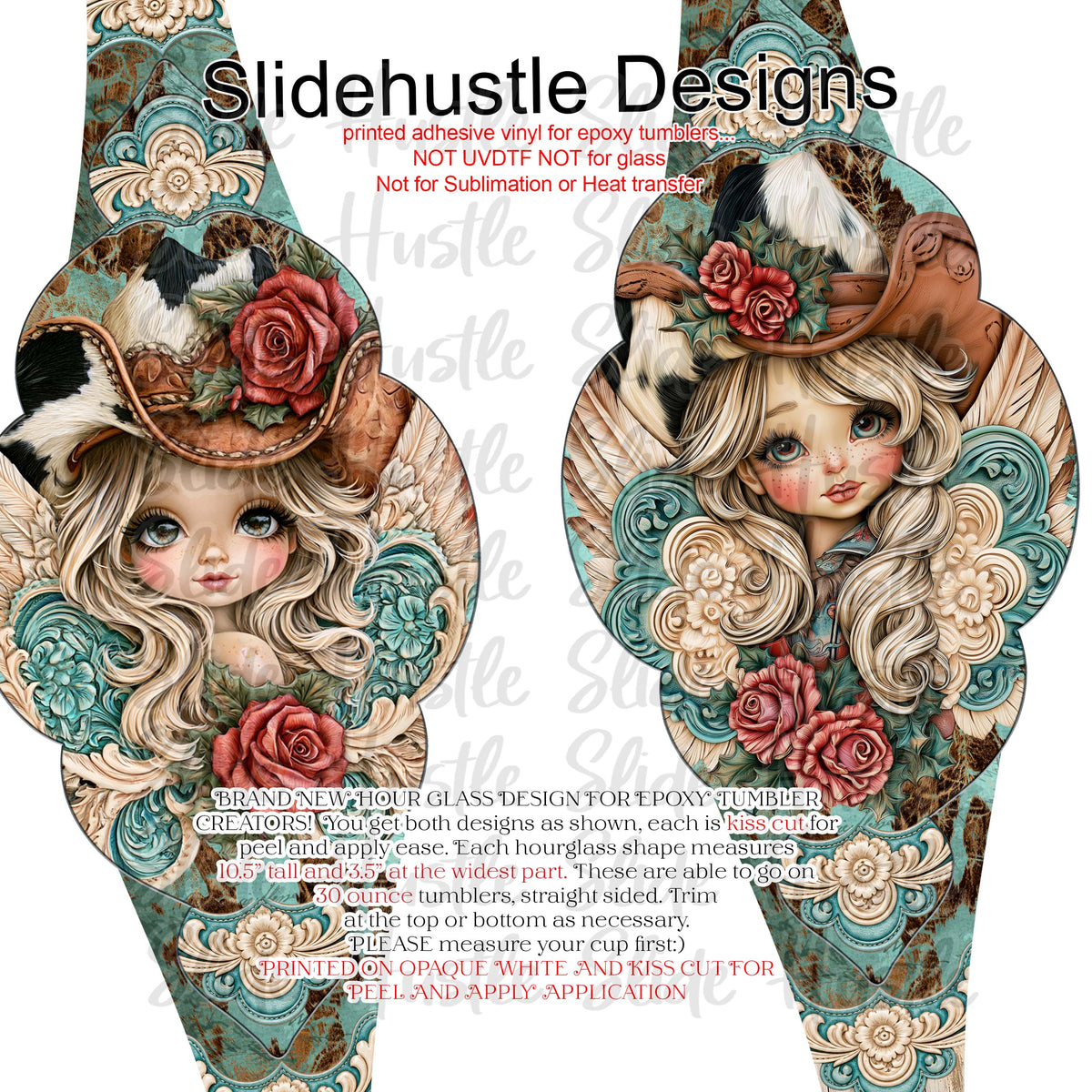 Hourglass Design, Christmas Cowgirl Angels, 30 ounce, VF905 HG5