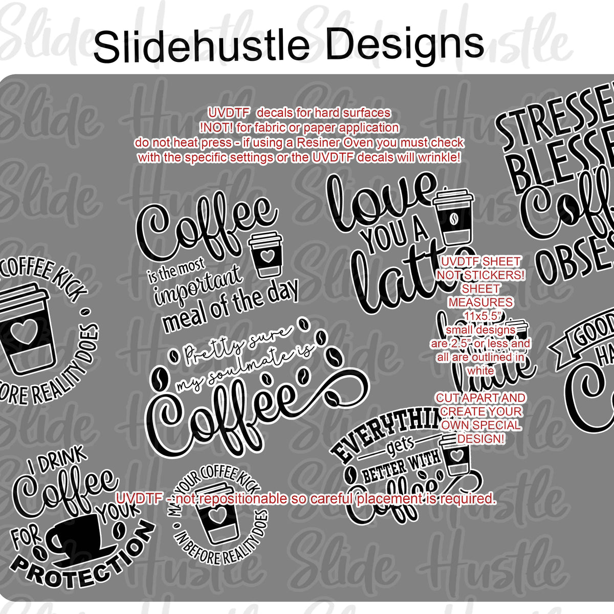 UVDTF 1/2 Element Sheet, Coffee Shop Designs for Tumblers, VF905 HS11
