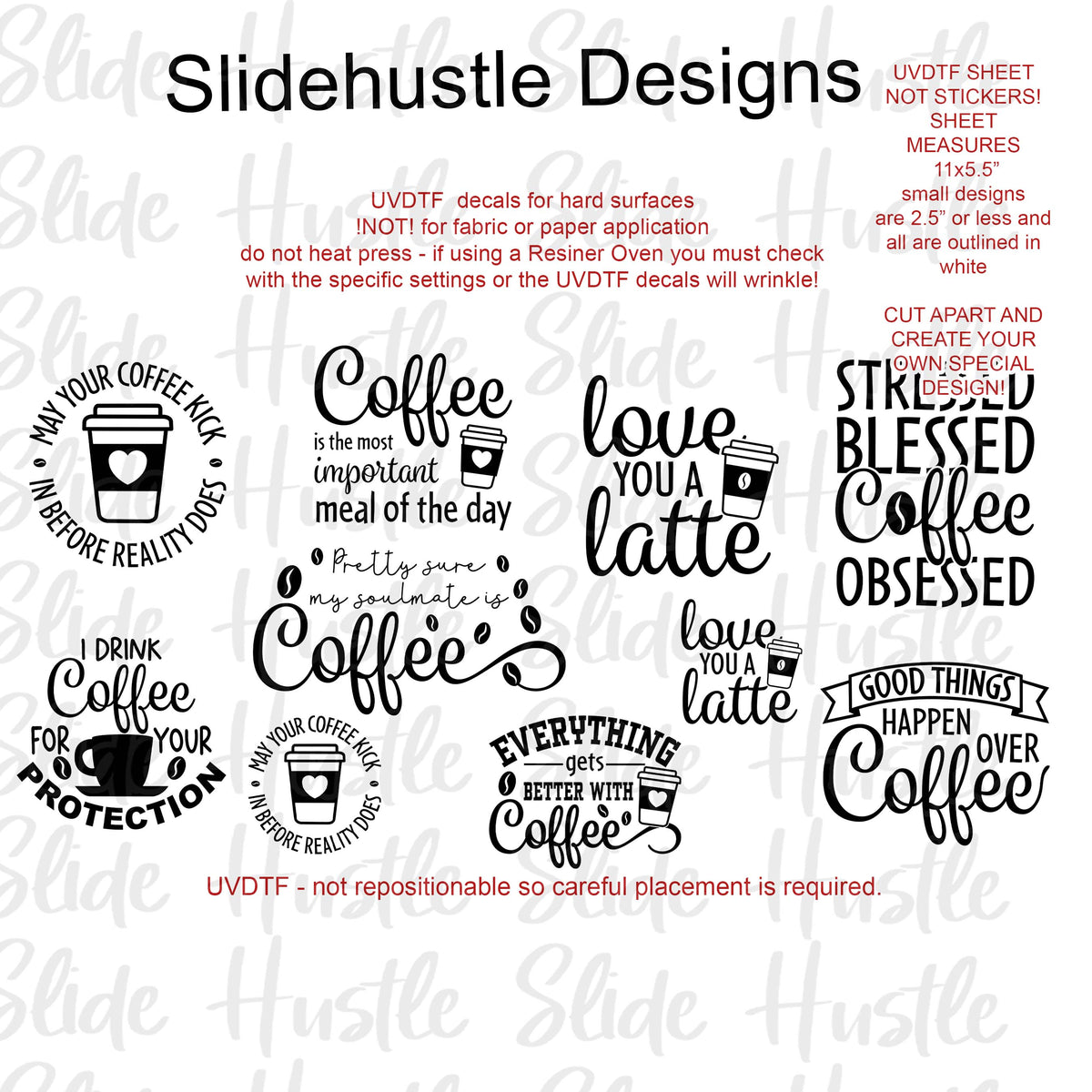 UVDTF 1/2 Element Sheet, Coffee Shop Designs for Tumblers, VF905 HS11