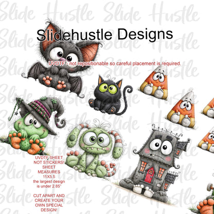 UVDTF 1/2 Element Sheet, Cute Halloween Designs for Tumblers, VF905 HS13