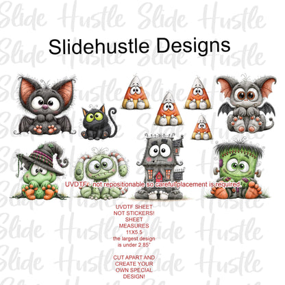 UVDTF 1/2 Element Sheet, Cute Halloween Designs for Tumblers, VF905 HS13
