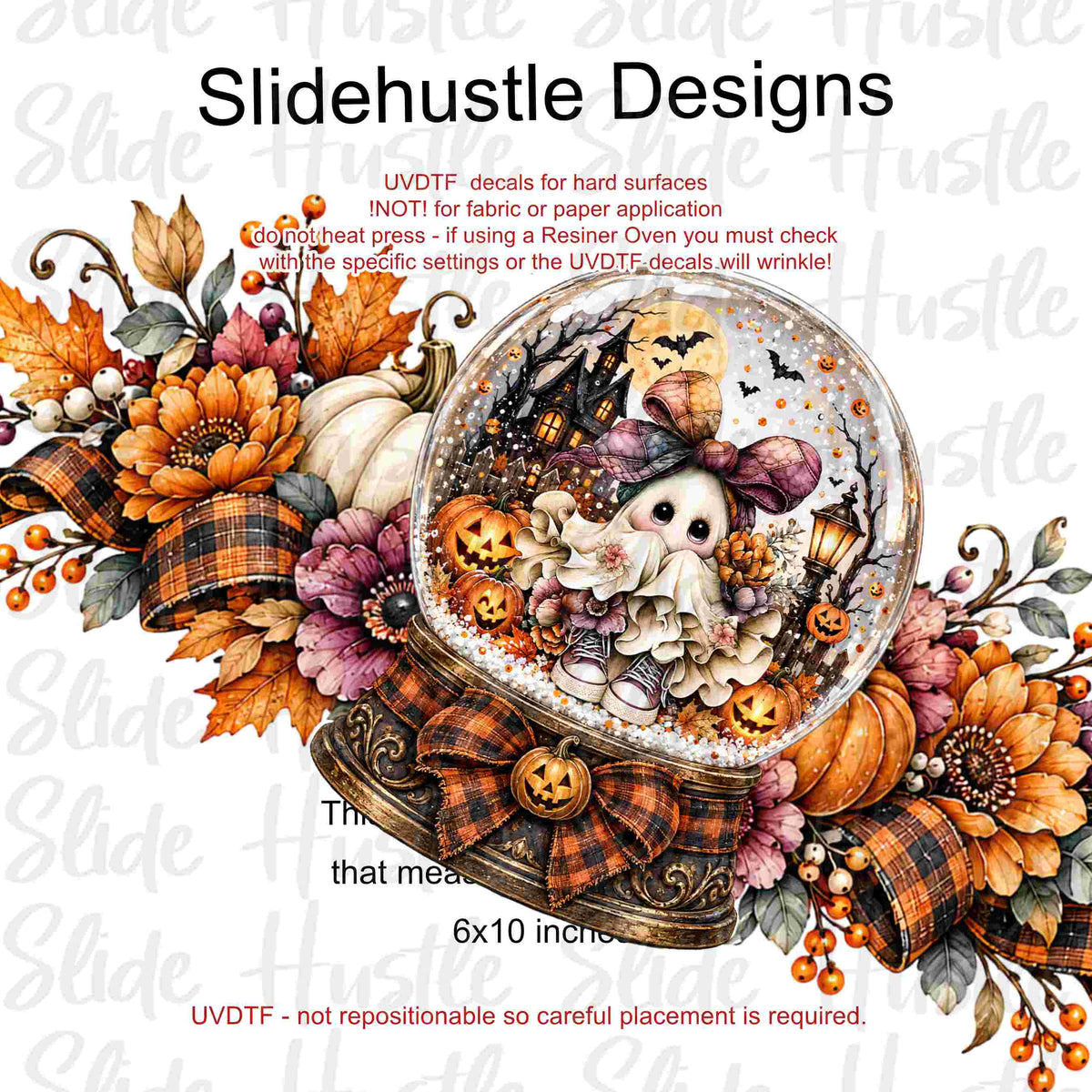 UVDTF Jumbo Decal, 6x10", Halloween Ghost Snow Globe, VF905 HS6
