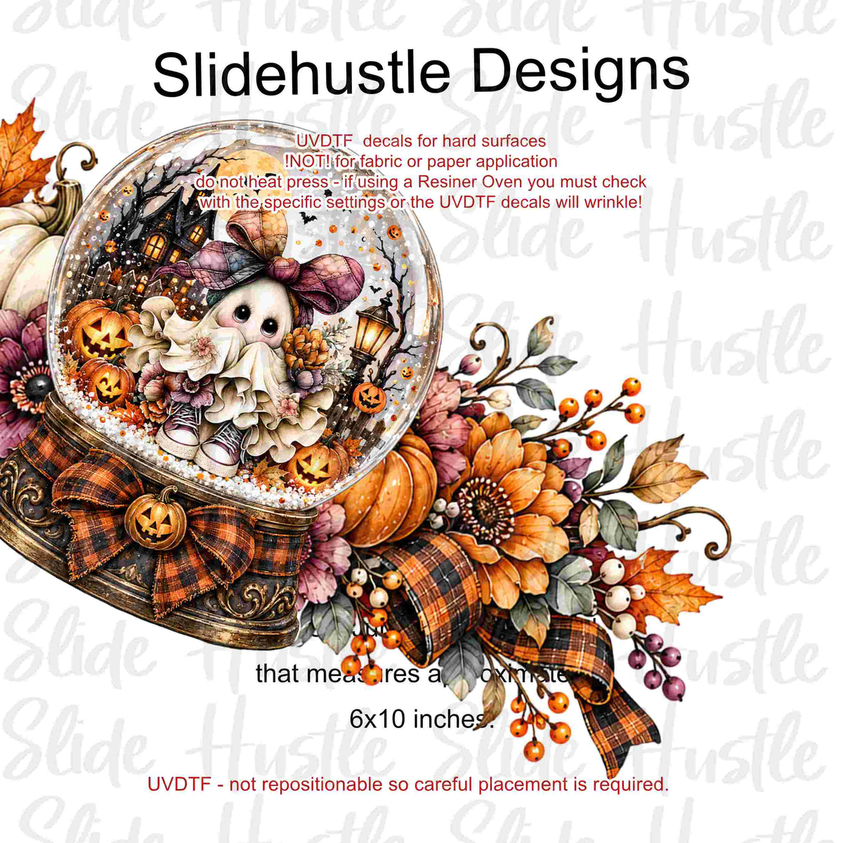 UVDTF Jumbo Decal, 6x10", Halloween Ghost Snow Globe, VF905 HS6