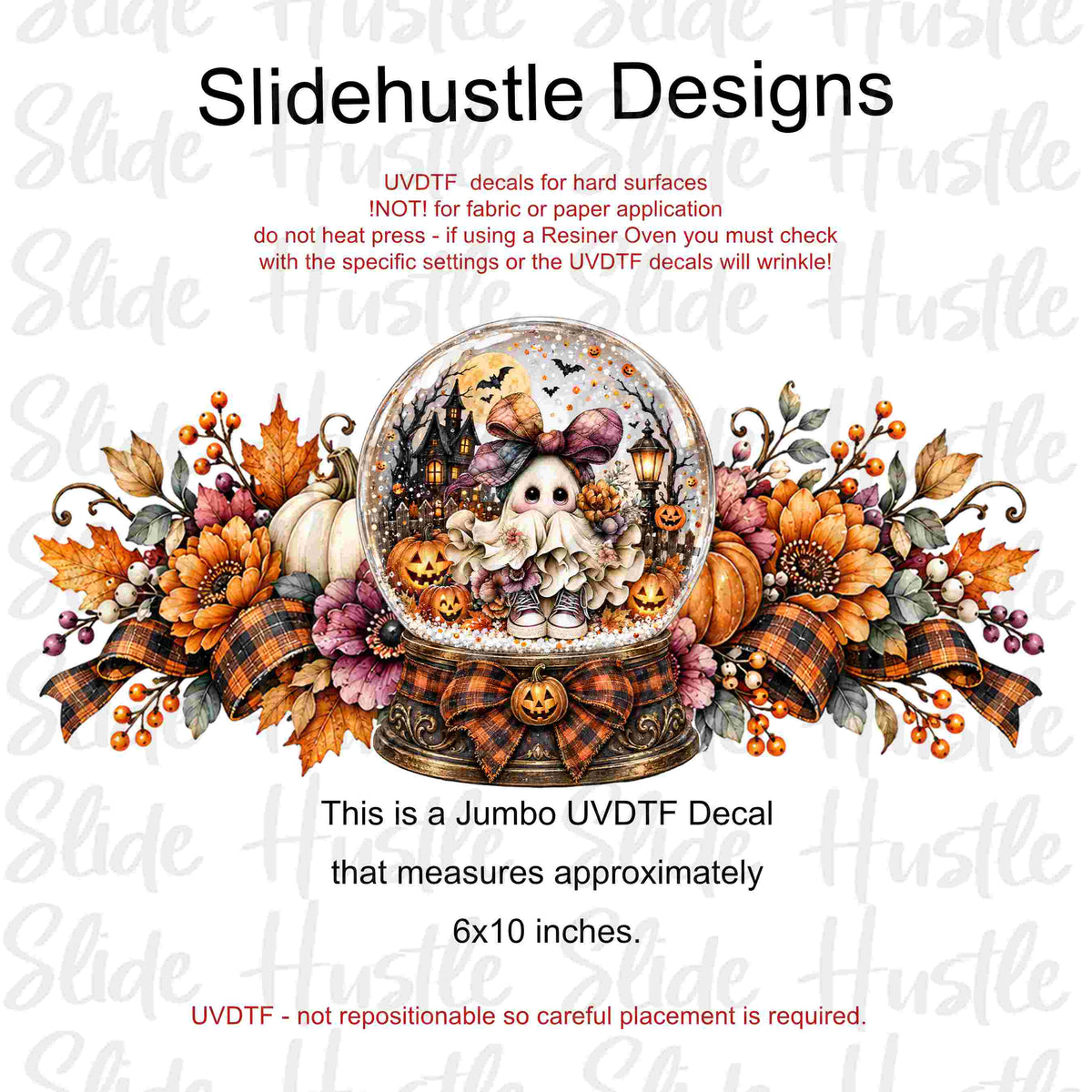 UVDTF Jumbo Decal, 6x10", Halloween Ghost Snow Globe, VF905 HS6