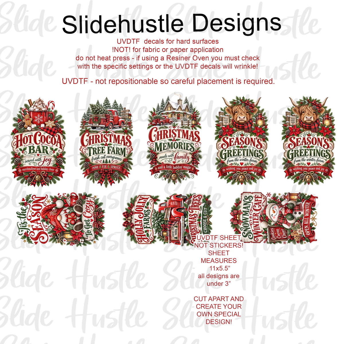 UVDTF 1/2 Element Sheet, Christmas Designs for Tumblers, VF905 HS8