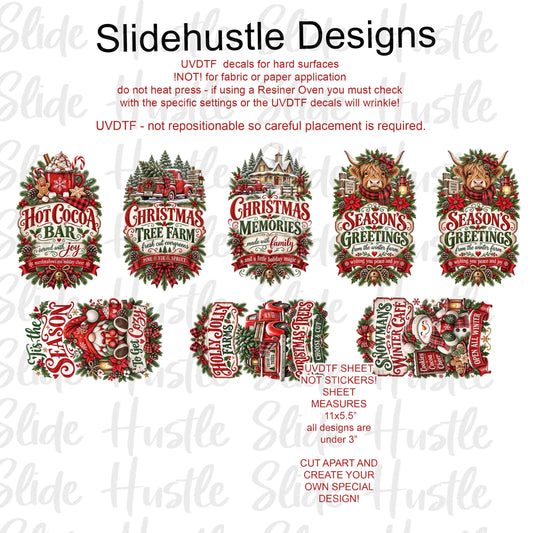 UVDTF 1/2 Element Sheet, Christmas Designs for Tumblers, VF905 HS8
