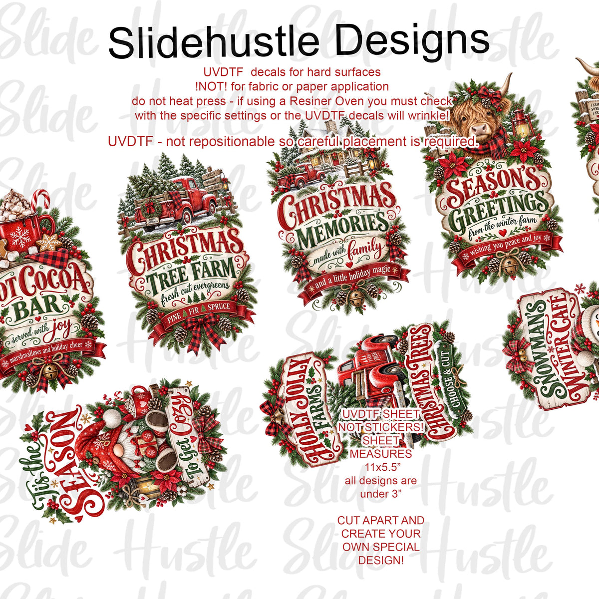 UVDTF 1/2 Element Sheet, Christmas Designs for Tumblers, VF905 HS8