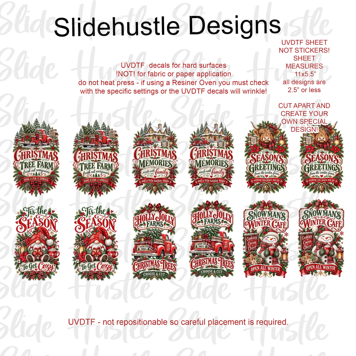 UVDTF 1/2 Element Sheet, Christmas Designs for Tumblers, VF905 HS9