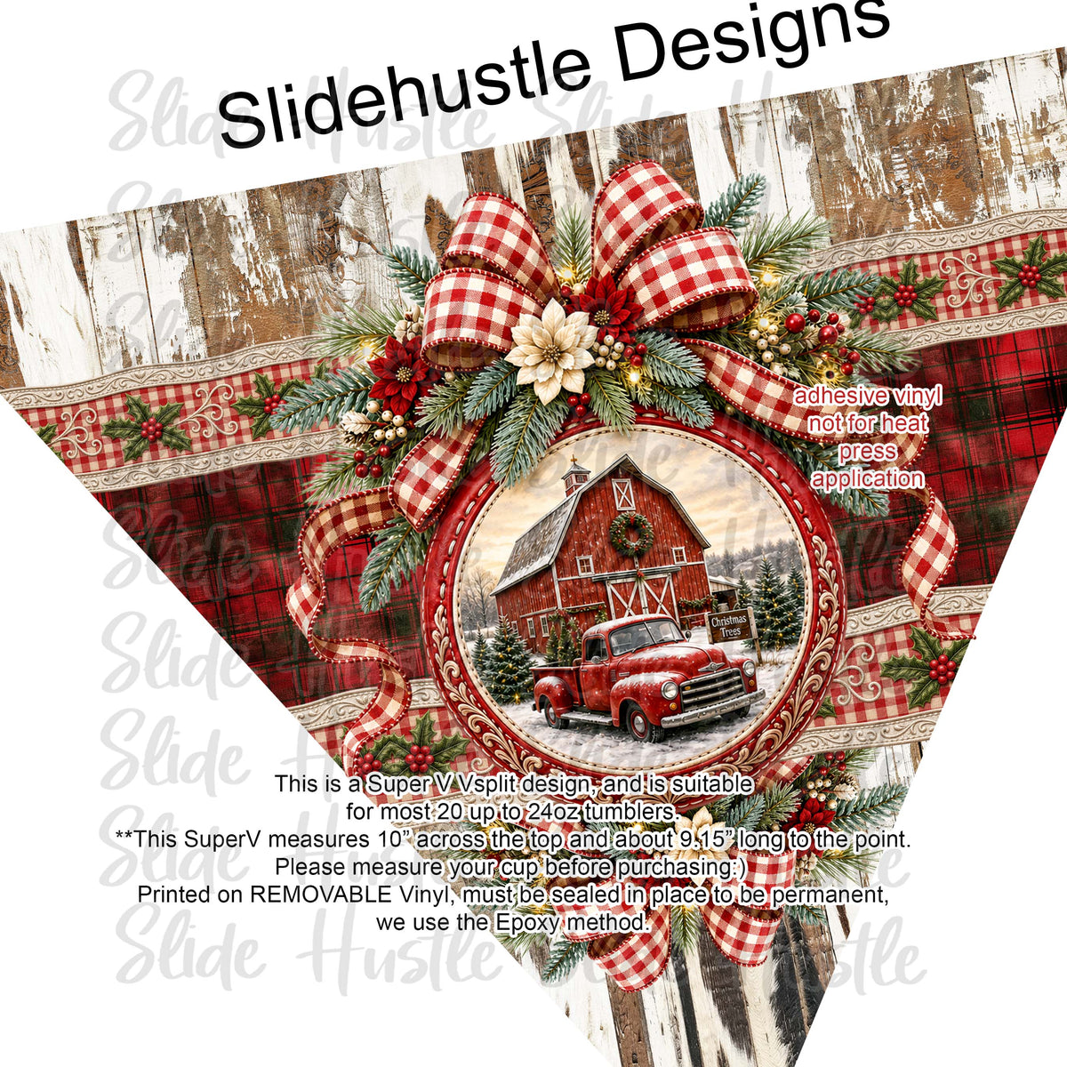 Super V design, Christmas truck on barnboard, choose either 20 ounce or 30 ounce size. VF905 VS1