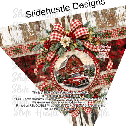 Super V design, Christmas truck on barnboard, choose either 20 ounce or 30 ounce size. VF905 VS1