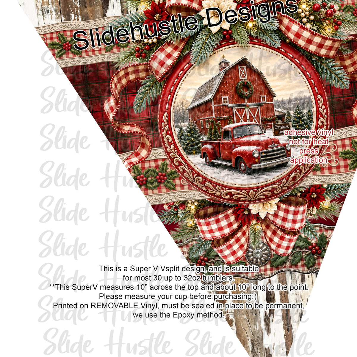 Super V design, Christmas truck on barnboard, choose either 20 ounce or 30 ounce size. VF905 VS1