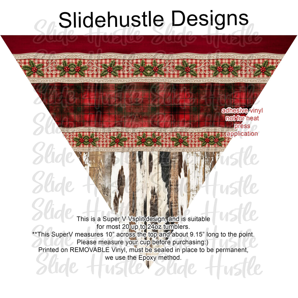 Super V design, Christmas Plaid on barnboard, choose either 20 ounce or 30 ounce size. VF905 VS2