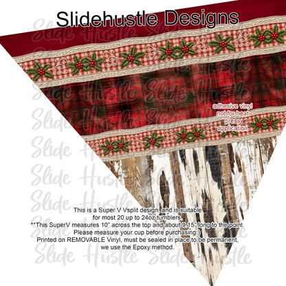 Super V design, Christmas Plaid on barnboard, choose either 20 ounce or 30 ounce size. VF905 VS2