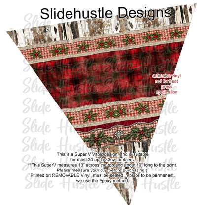 Super V design, Christmas Plaid on barnboard, choose either 20 ounce or 30 ounce size. VF905 VS2