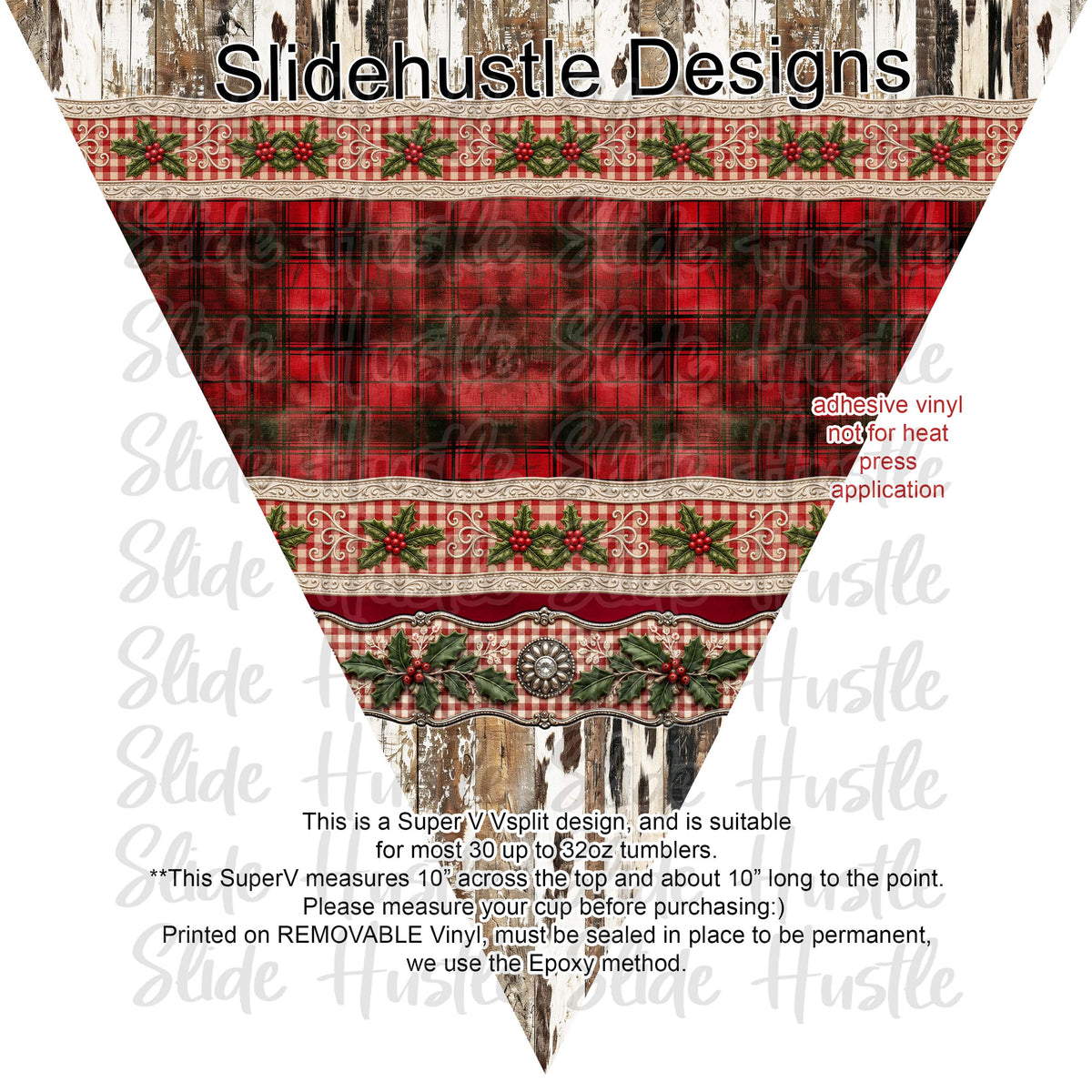 Super V design, Christmas Plaid on barnboard, choose either 20 ounce or 30 ounce size. VF905 VS2