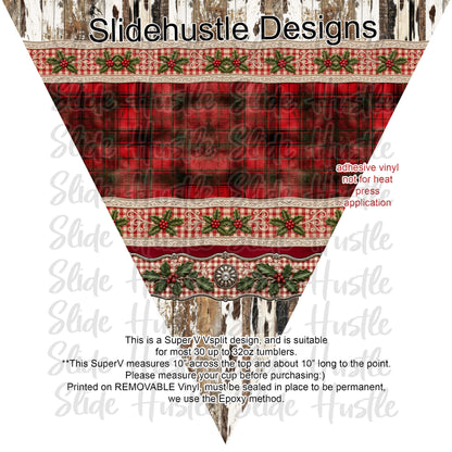 Super V design, Christmas Plaid on barnboard, choose either 20 ounce or 30 ounce size. VF905 VS2