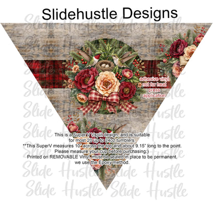 Super V design, Christmas Hummingbirds with a nest, choose either 20 ounce or 30 ounce size. VF905 VS5