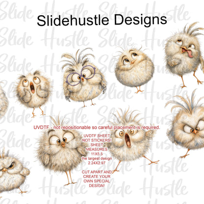 UVDTF 1/2 Element Sheet, Cute funny chicks Designs for Tumblers, VF906 HS1