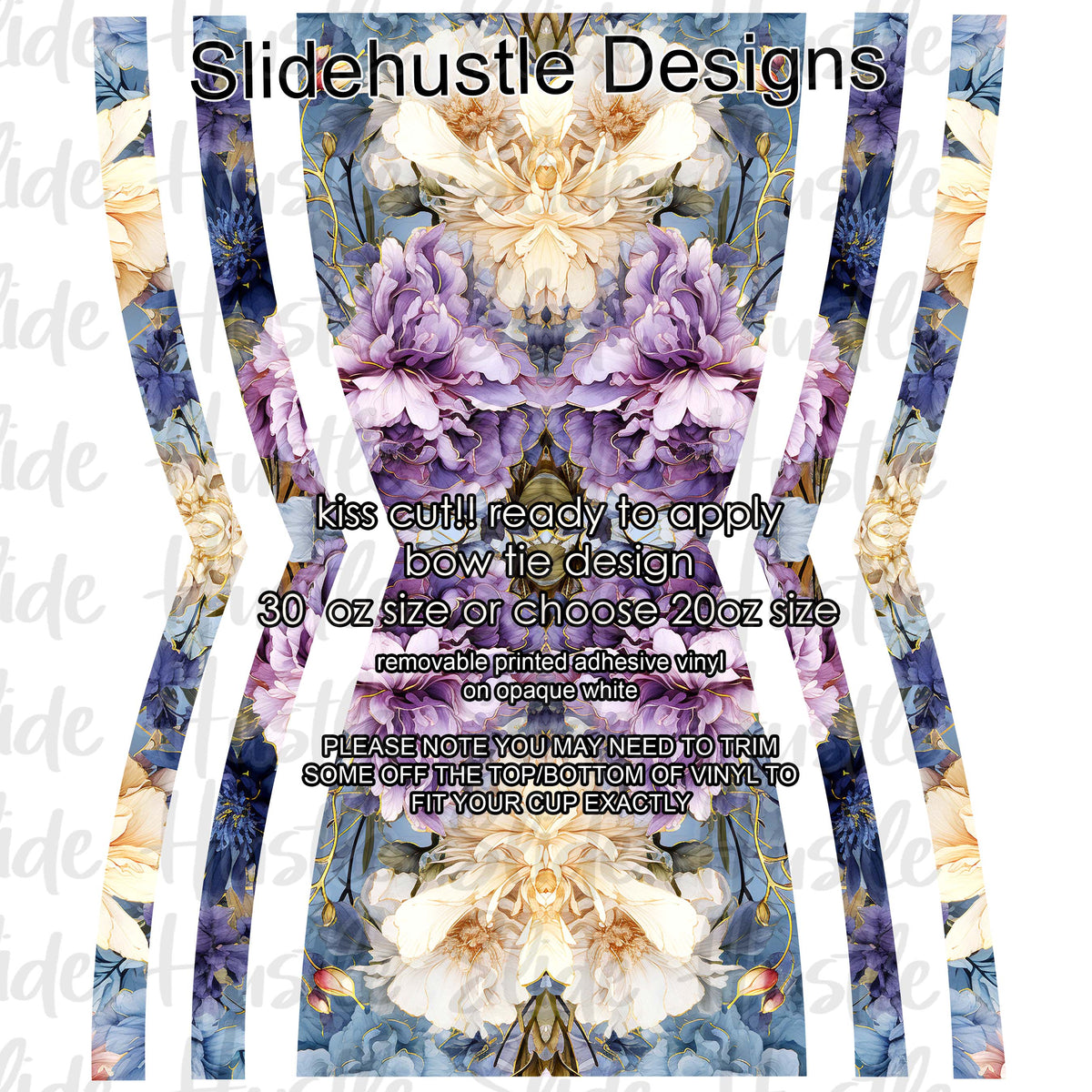 Bow Tie  Design, Lavender and White Flowers choose 20 or 30 ounce, VF906 KC10