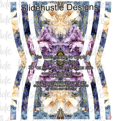 Bow Tie  Design, Lavender and White Flowers choose 20 or 30 ounce, VF906 KC10