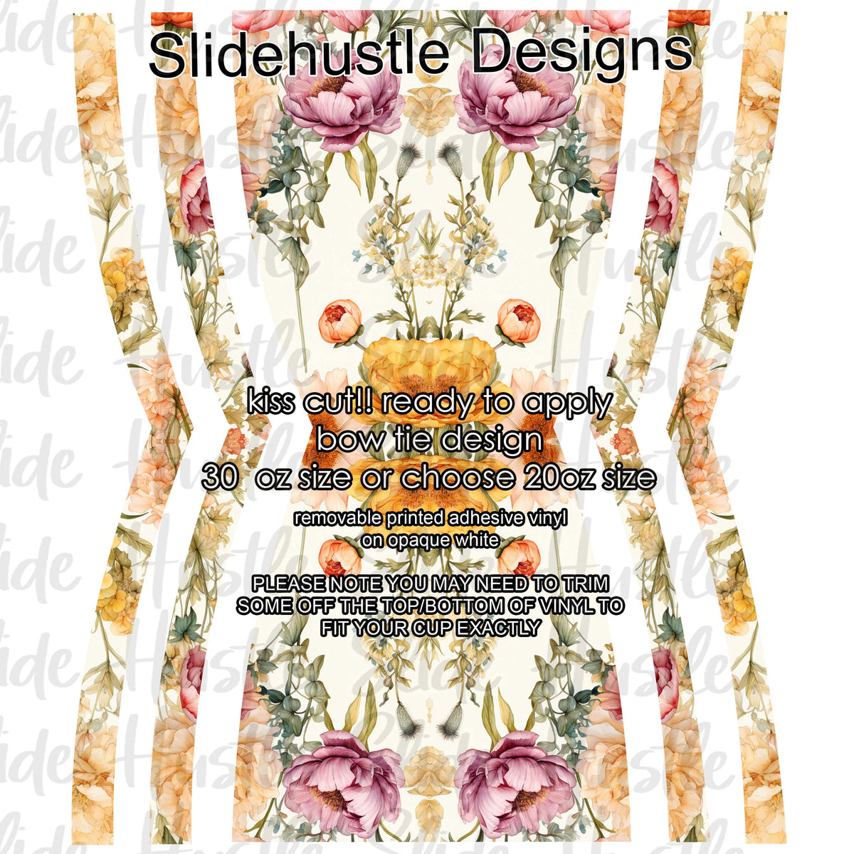 Bow Tie  Design, Colorful Rose Floral, choose 20 or 30 ounce, VF906 KC11