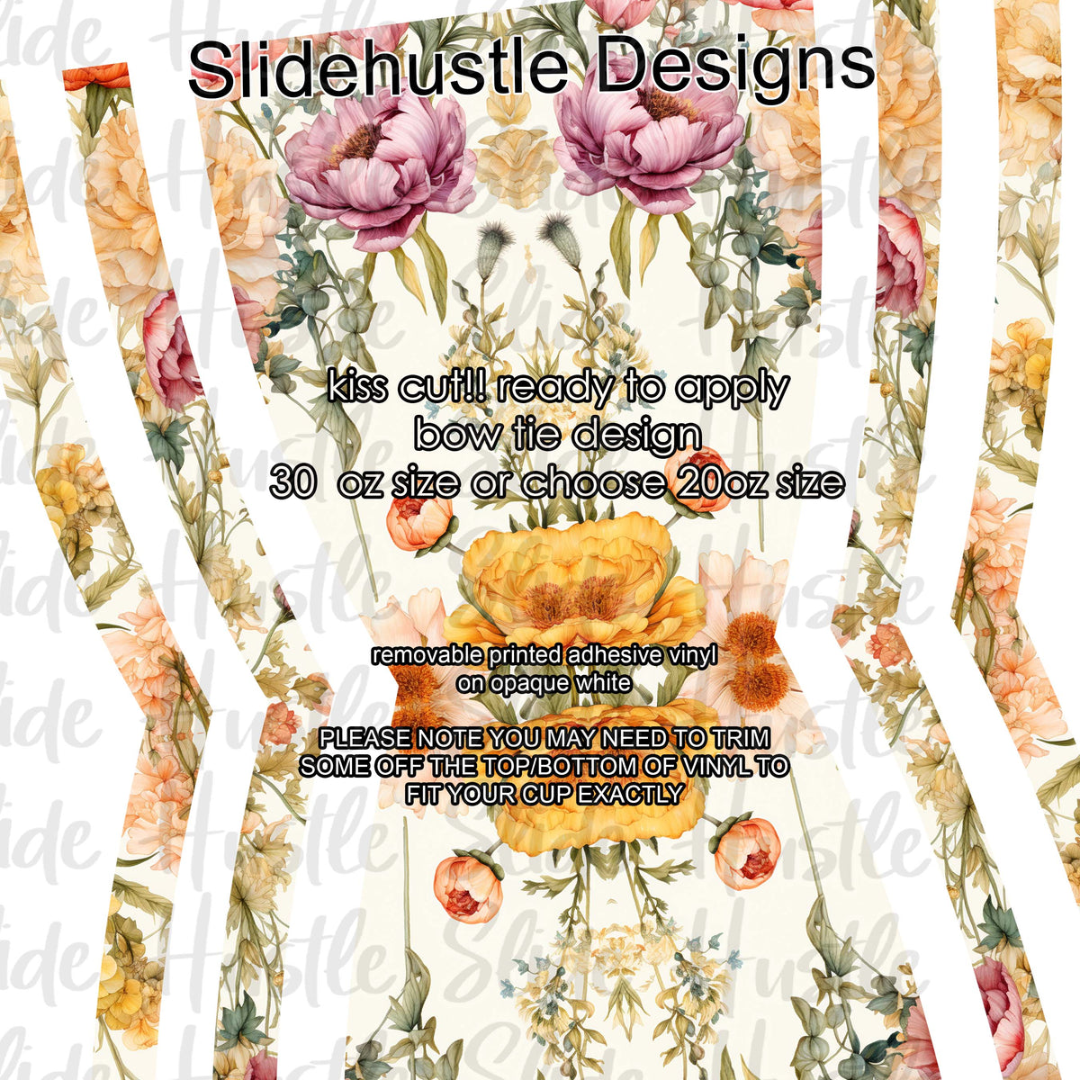 Bow Tie  Design, Colorful Rose Floral, choose 20 or 30 ounce, VF906 KC11