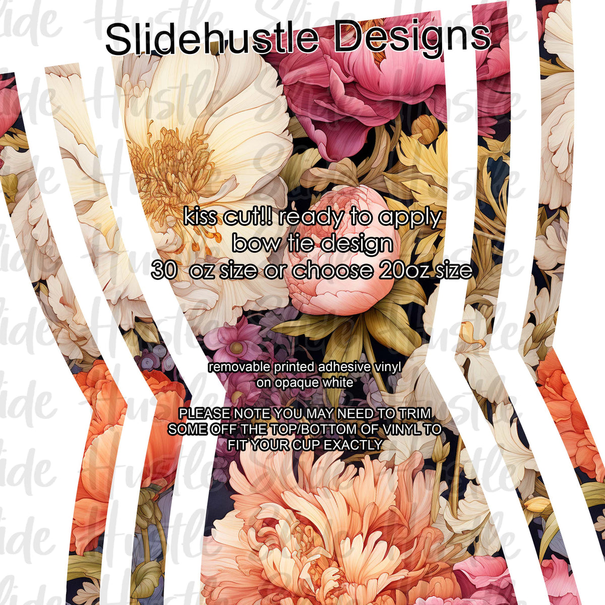 Bow Tie  Design, Colorful Floral, choose 20 or 30 ounce, VF906 KC12