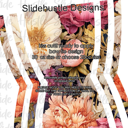 Bow Tie  Design, Colorful Floral, choose 20 or 30 ounce, VF906 KC12